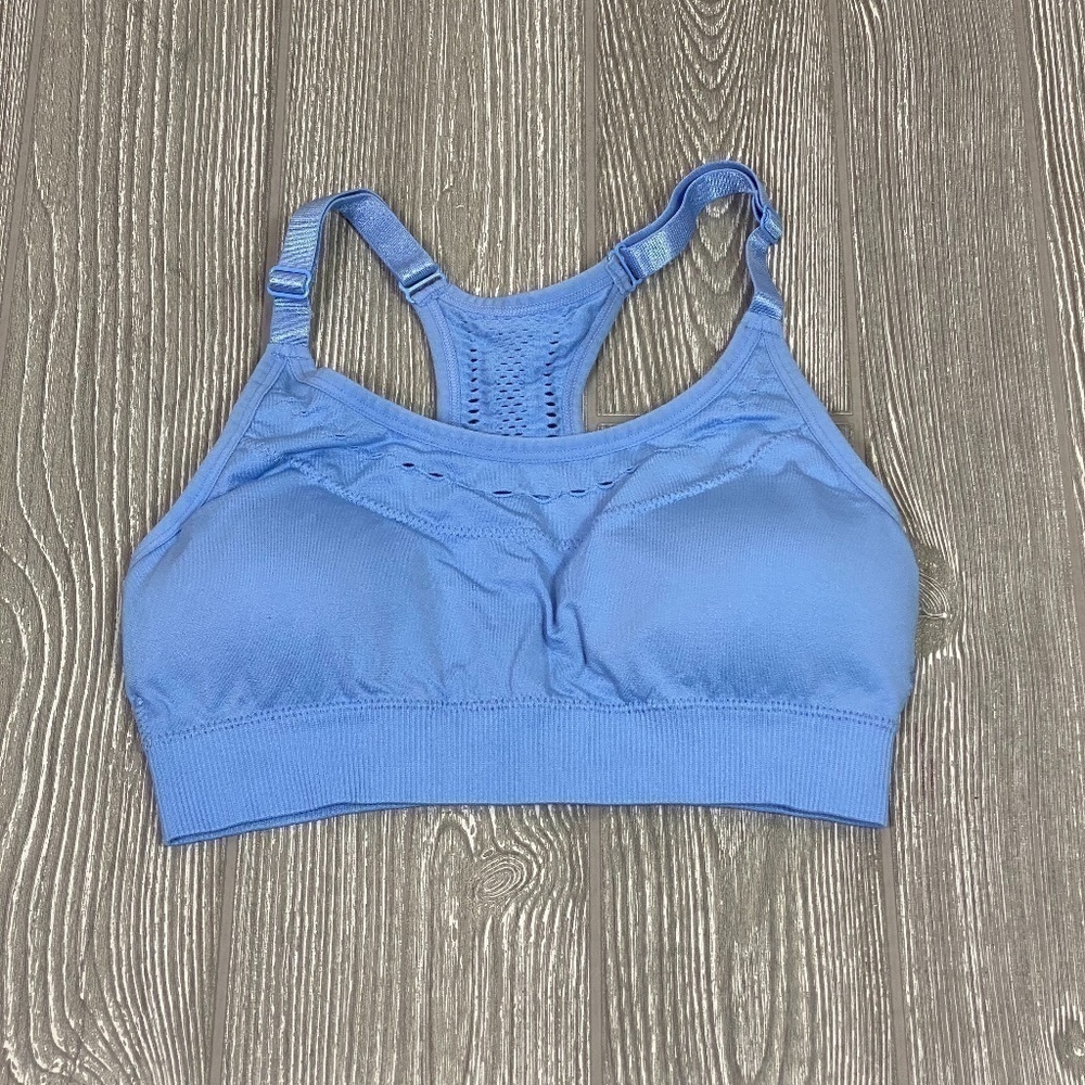 DIP Women's Cerulean Blue Sports Bra Racerback Perforated Yoga Running Active S